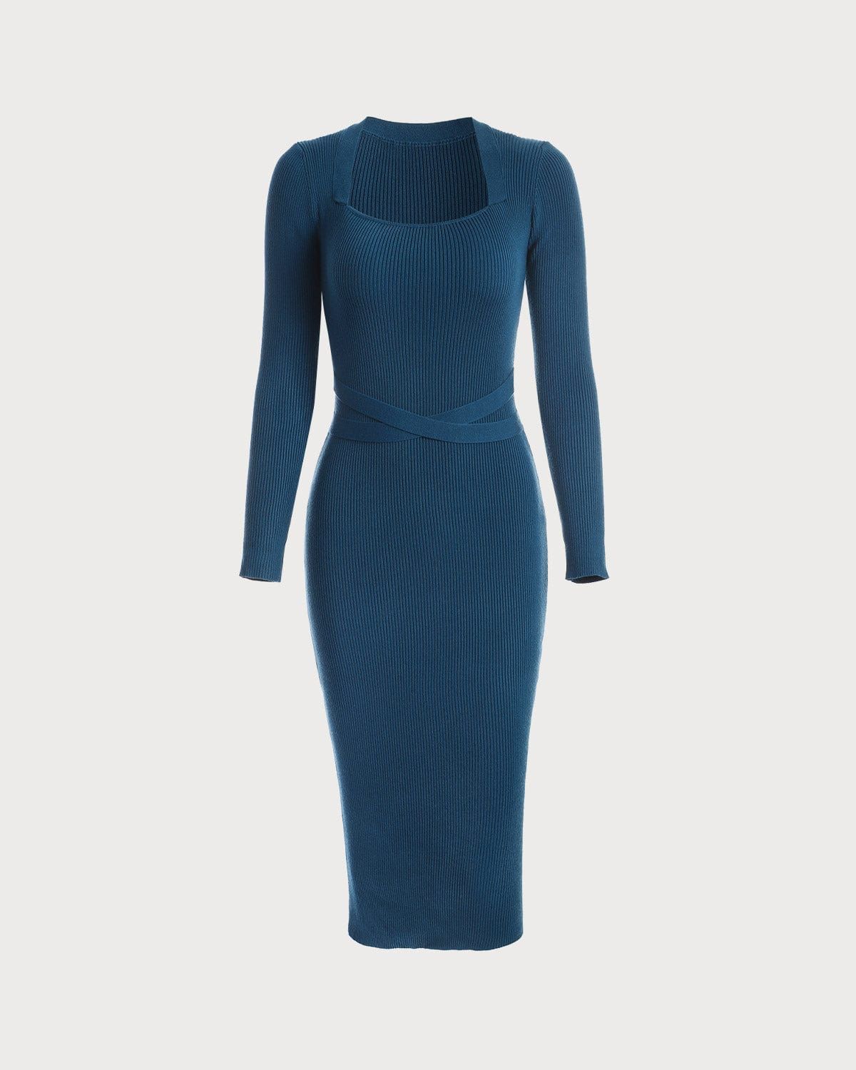 The Ribbed Long Sleeve Knit Midi Dress sold by rihoas product image thumbnail 10