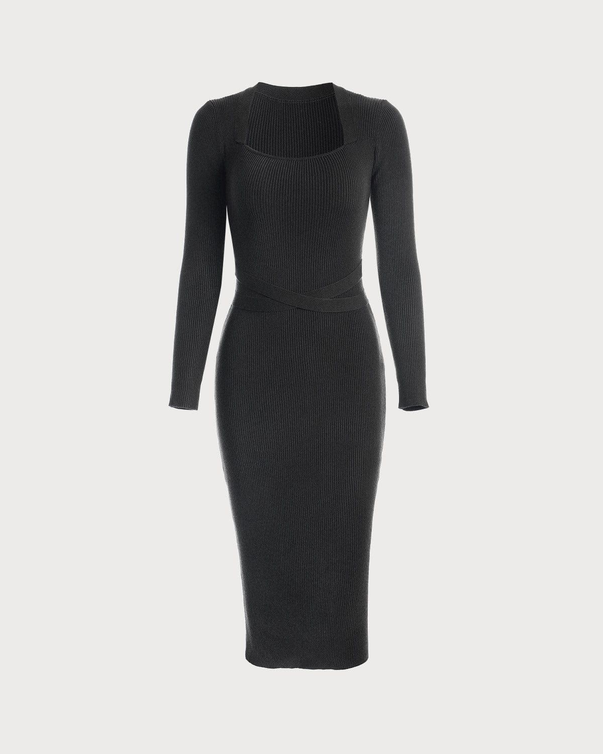 The Ribbed Long Sleeve Knit Midi Dress sold by rihoas product image thumbnail 5