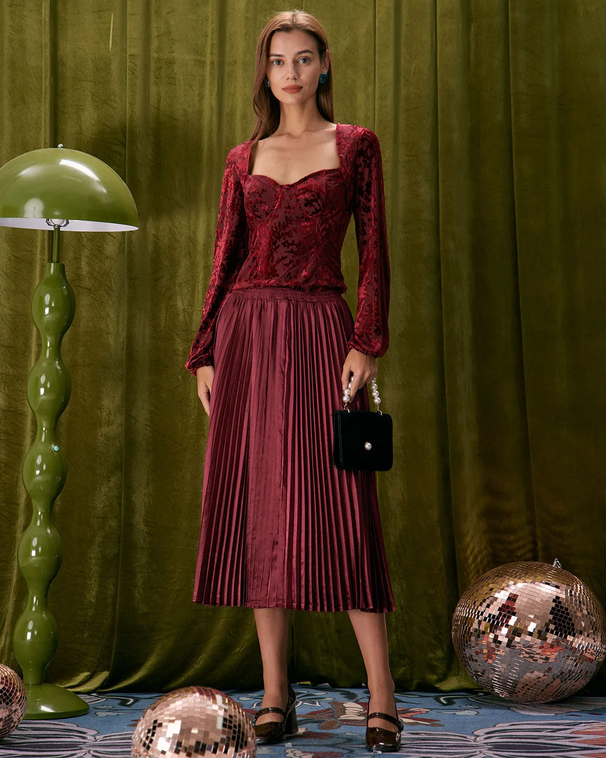 The Red Sweetheart Neck Burnout Blouse sold by rihoas product image thumbnail 4