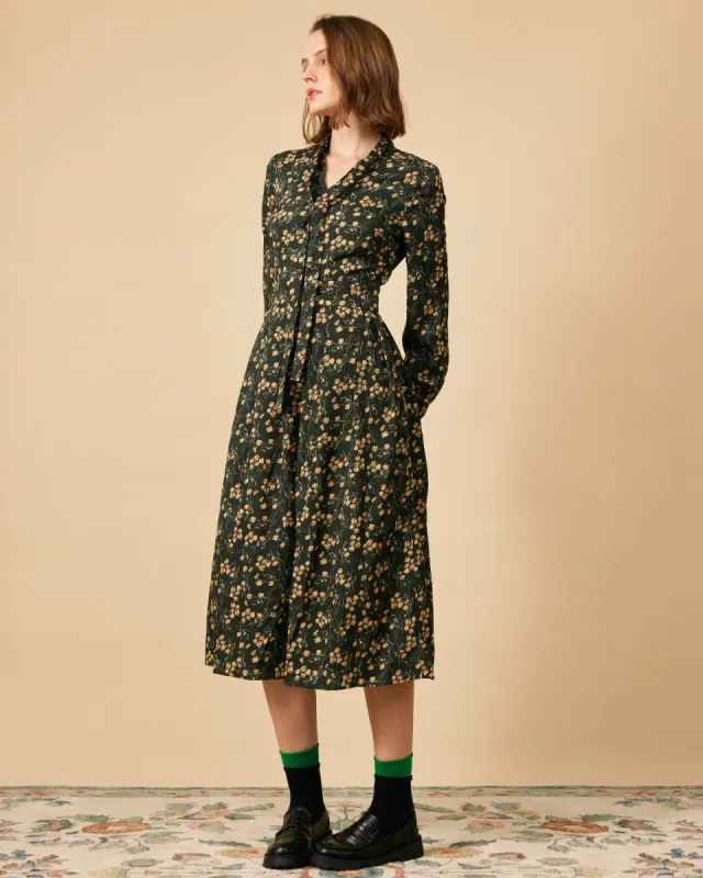 The Tie Neck Floral Long Sleeve Maxi Dress sold by rihoas