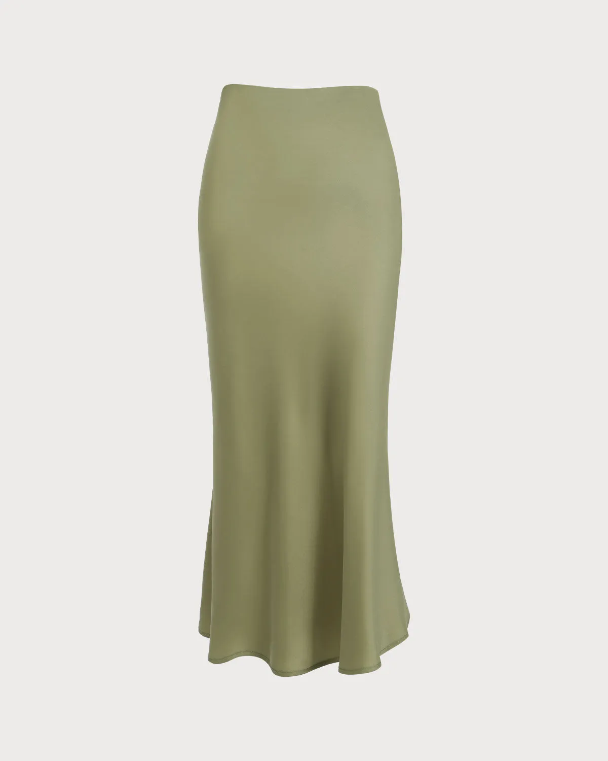 Women's Green Satin Mermaid Midi Skirt sold by rihoas product image thumbnail 2