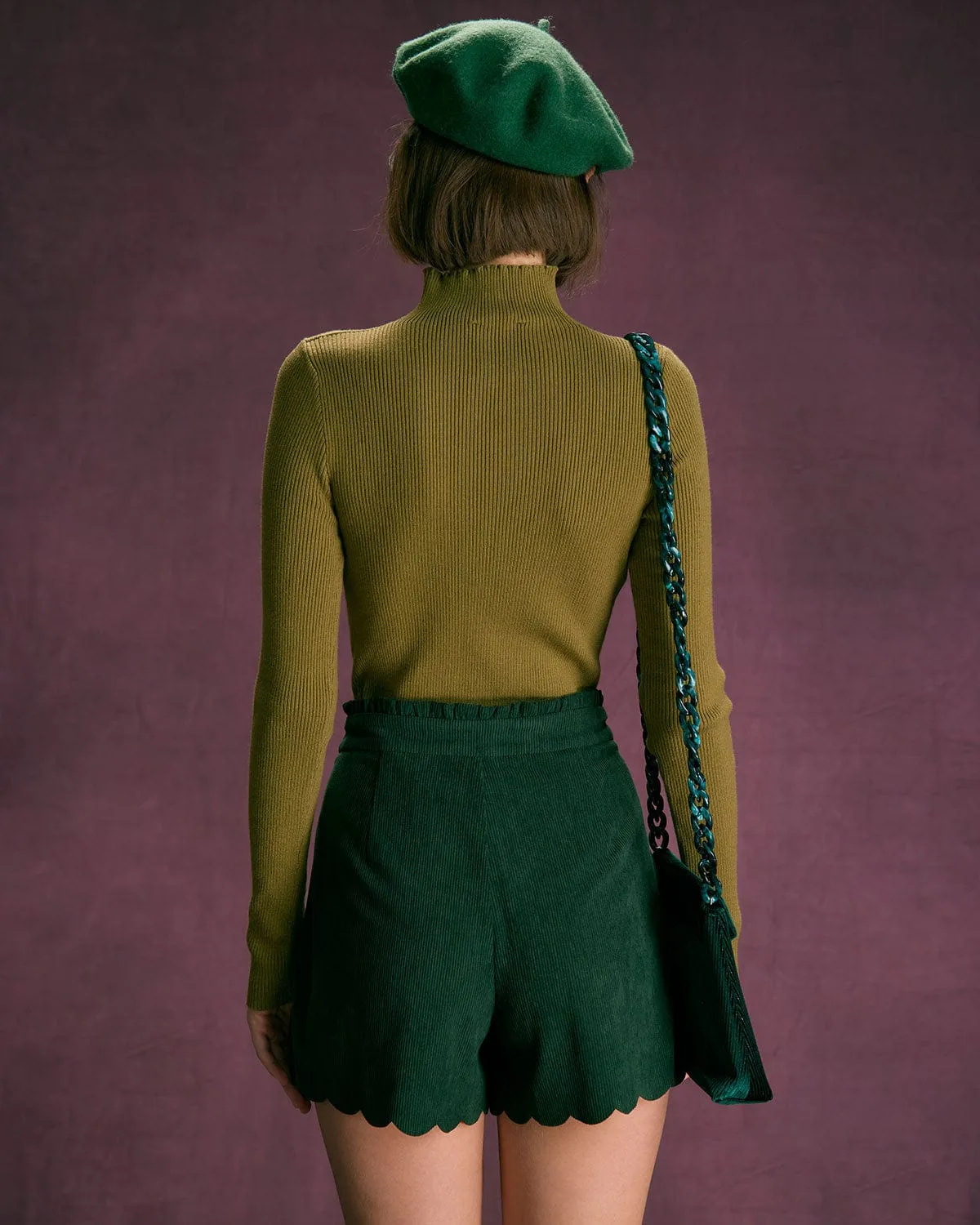 The Army Green Mock Neck Cutout Knit Top sold by rihoas product image thumbnail 5