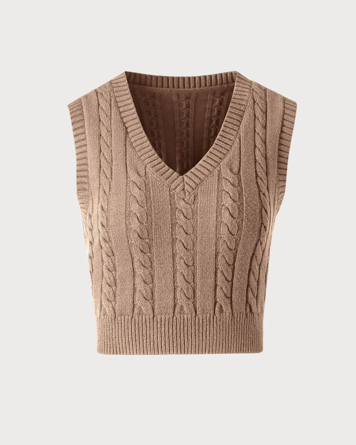 The Apricot Cable Knit V Neck Vest sold by rihoas product image thumbnail 6