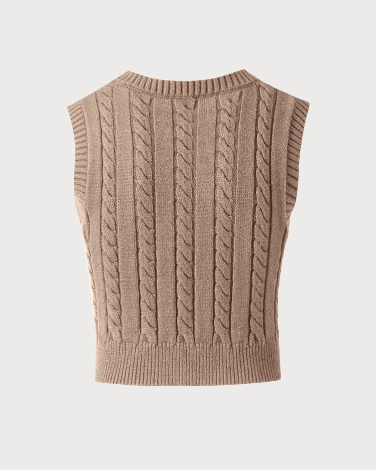 The Apricot Cable Knit V Neck Vest sold by rihoas product image thumbnail 7