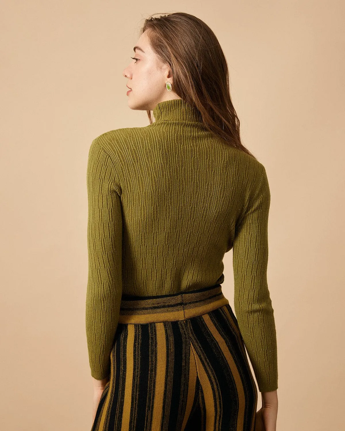 The Solid Textured Turtleneck Knit Top sold by rihoas product image thumbnail 5