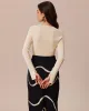 The Beige Ribbed Cut Out Bowknot Knit Top sold by rihoas