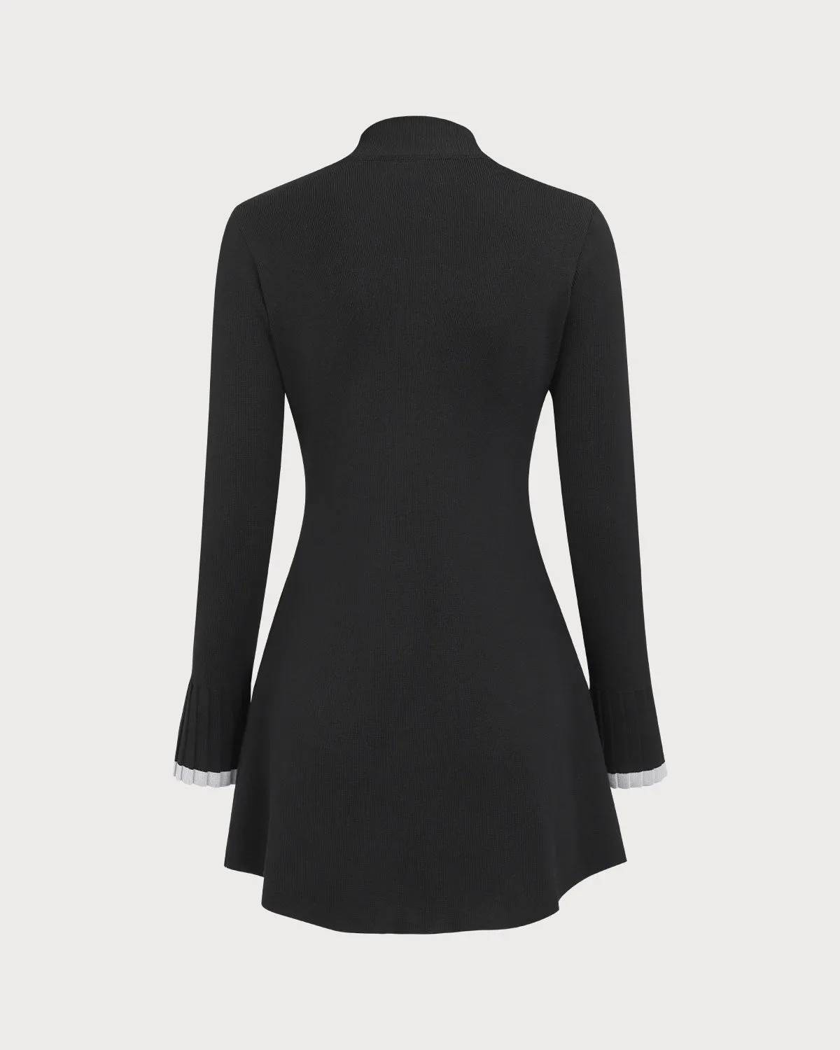 Black Contrasting Long Sleeve Sweater Mini Dress sold by rihoas product image thumbnail 2