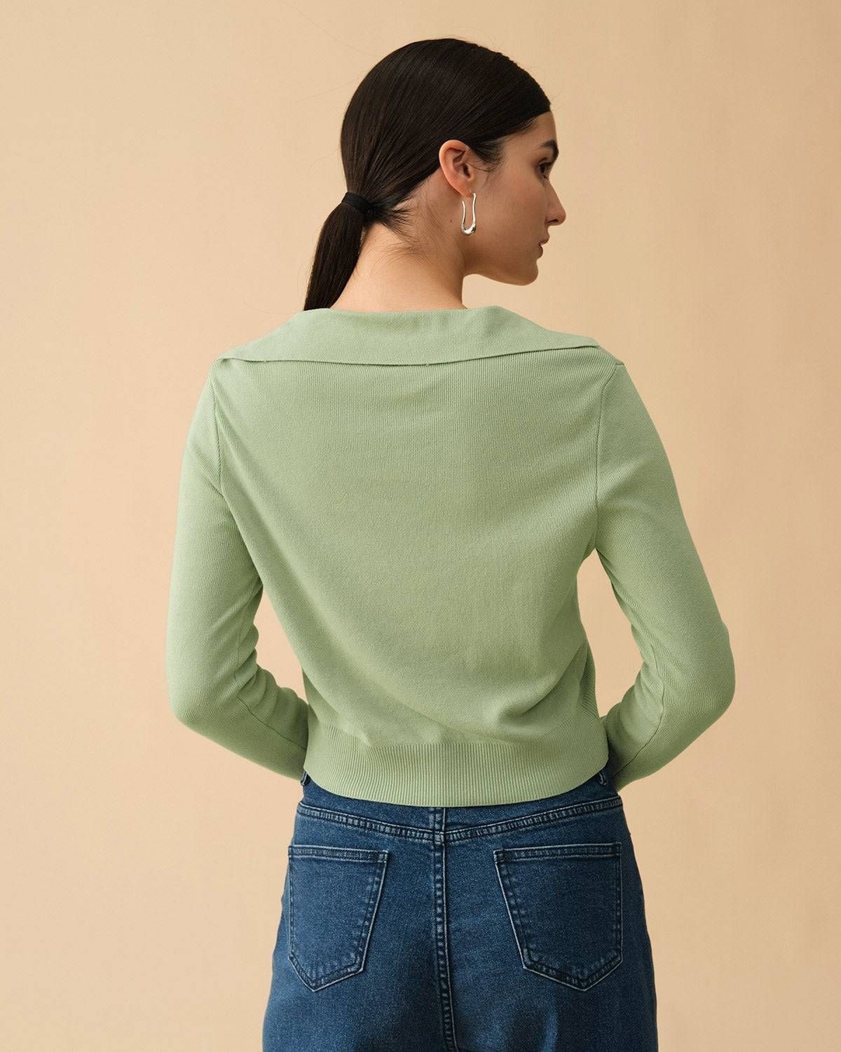 The Solid Ribbed Lapel Cardigan sold by rihoas product image thumbnail 5