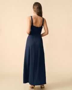 The Navy Side Slit Maxi Dress sold by rihoas