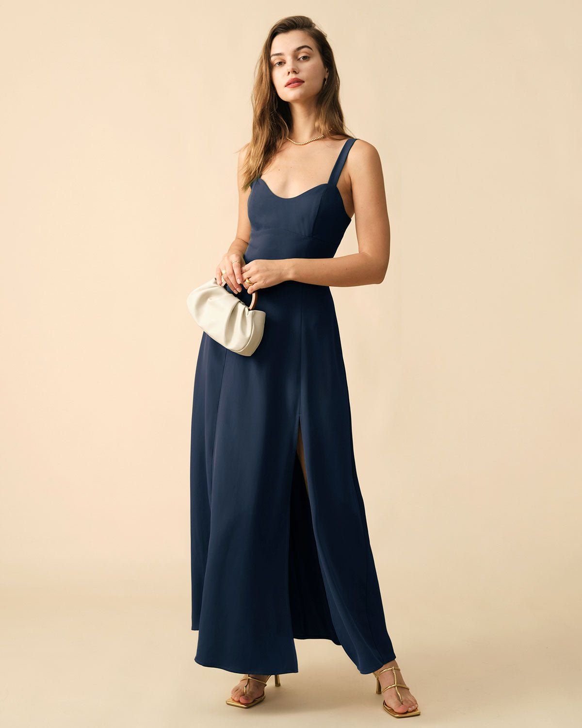 The Navy Side Slit Maxi Dress sold by rihoas product image thumbnail 3