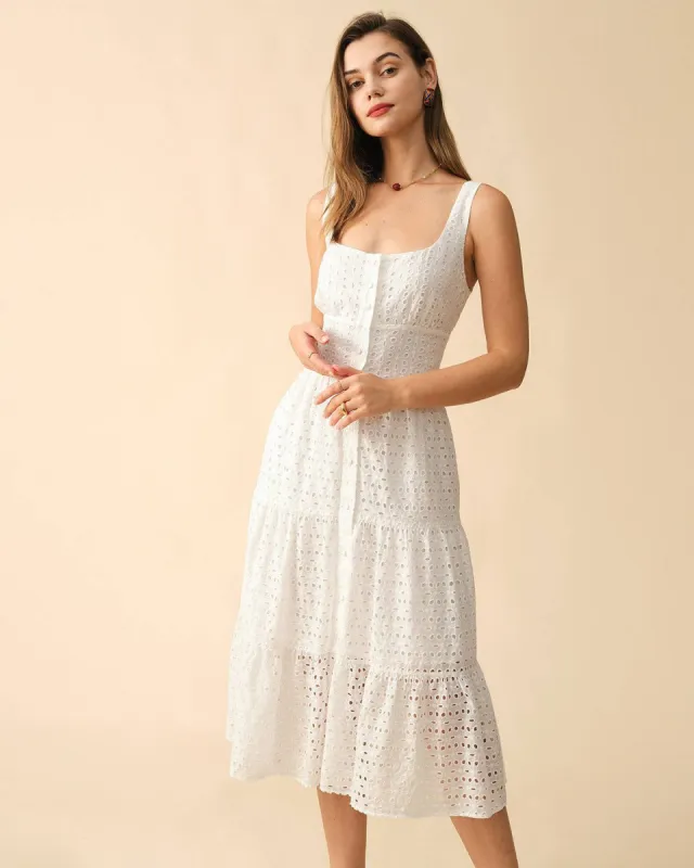 The Square Neck Tiered Hem Midi Dress sold by rihoas