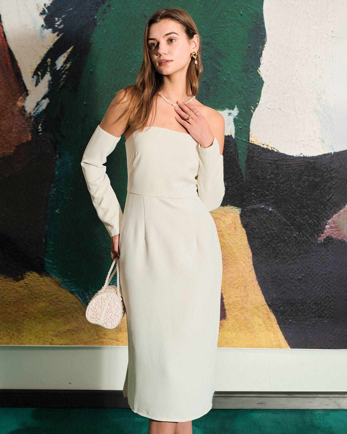 The Solid Color Strapless Midi Dress sold by rihoas product image thumbnail 5