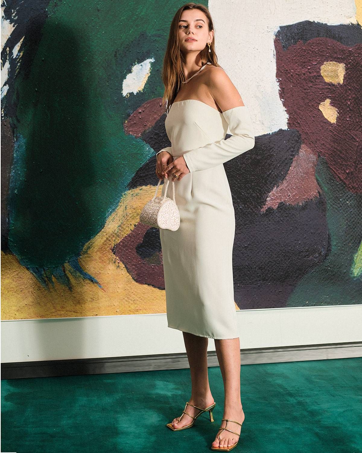 The Solid Color Strapless Midi Dress sold by rihoas product image thumbnail 3