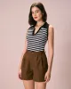 The Black Collared Striped Knit Tank Top sold by rihoas