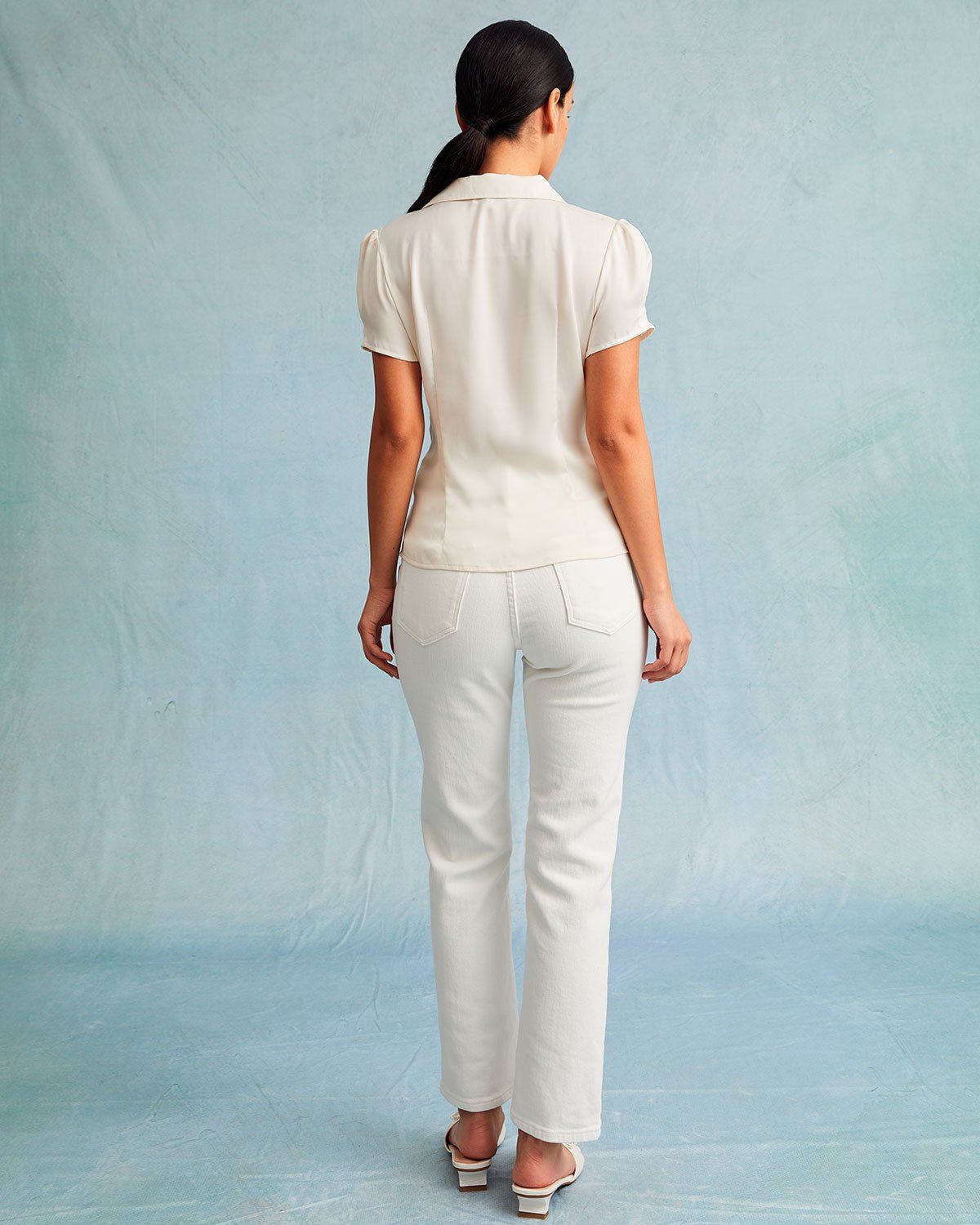 The Apricot V Neck Pleated Button Blouse sold by rihoas product image thumbnail 6