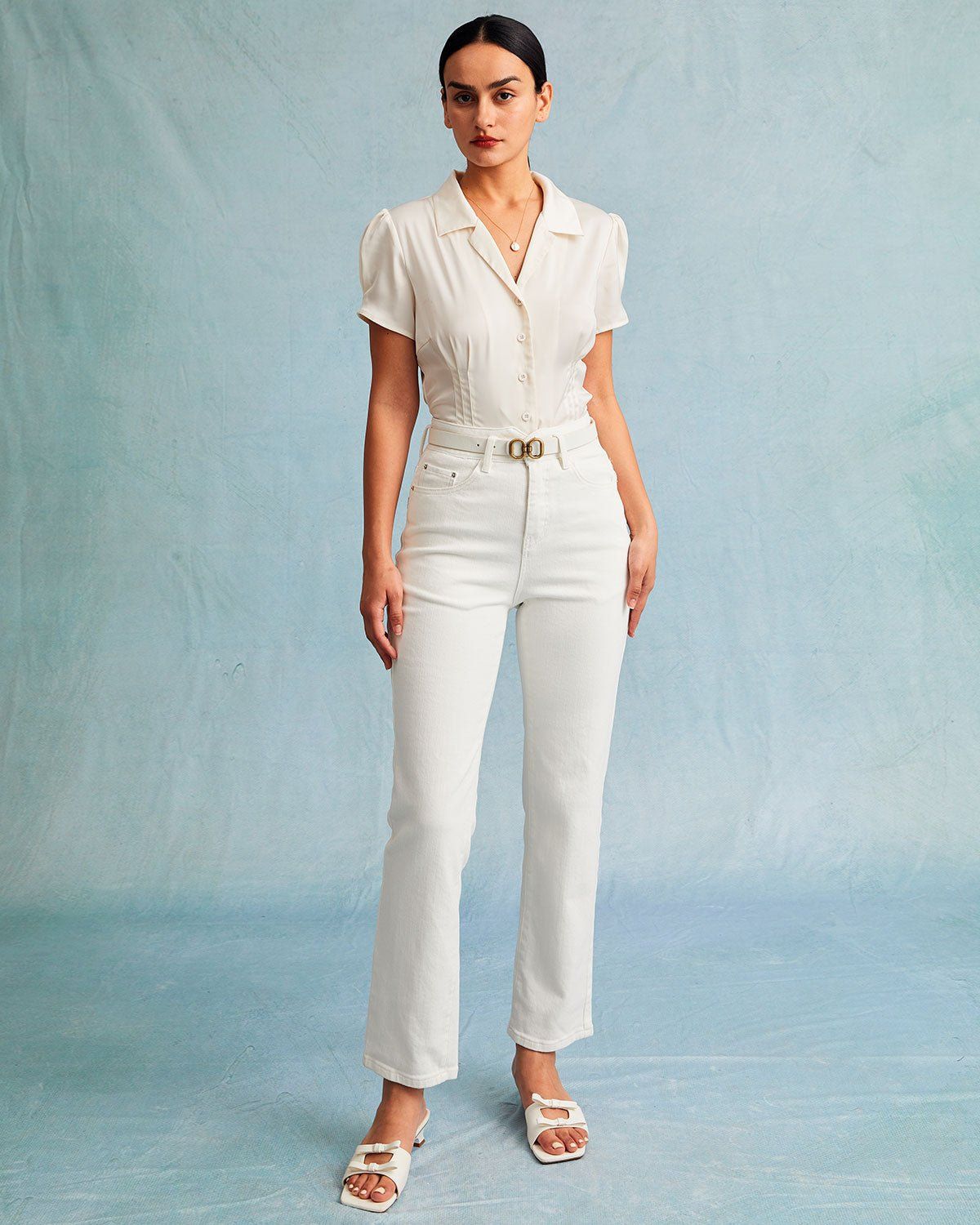 The Apricot V Neck Pleated Button Blouse sold by rihoas product image thumbnail 3