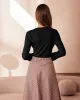 The Black Round Neck Button Up Knit Top sold by rihoas