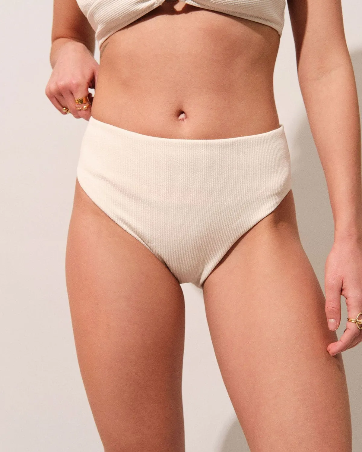 The Beige Textured Halter Bikini Set sold by rihoas product image thumbnail 3