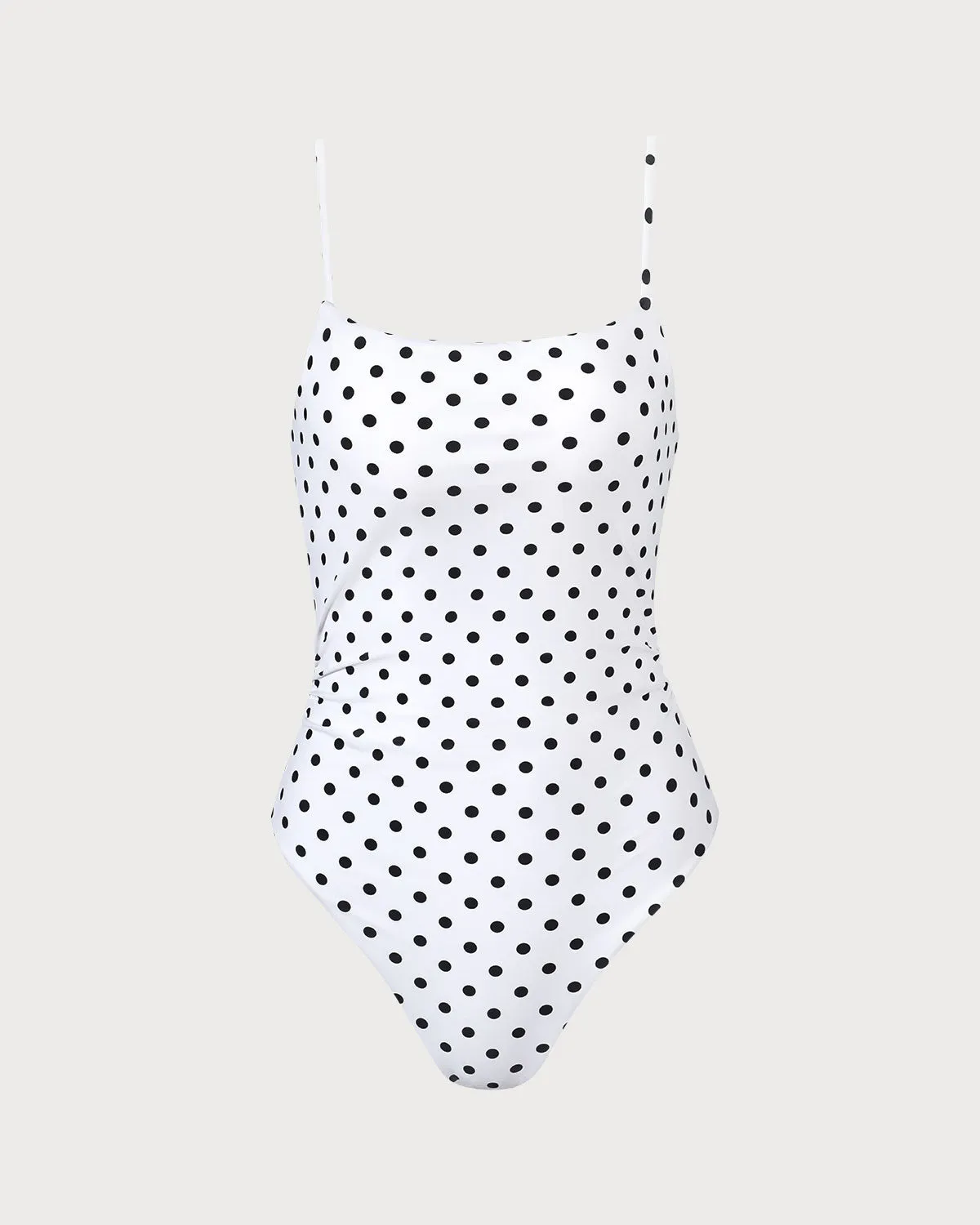 The White Polka Dot Backless One-Piece Swimsuit sold by rihoas product image thumbnail 5