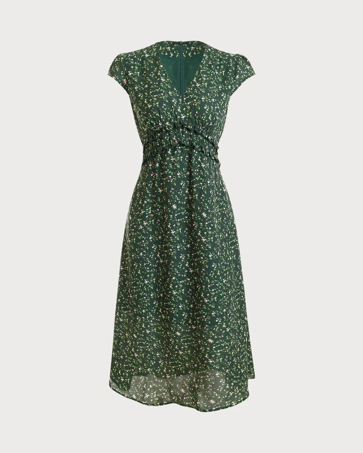 The V Neck Frill Trim Midi Dress sold by rihoas product image thumbnail 4