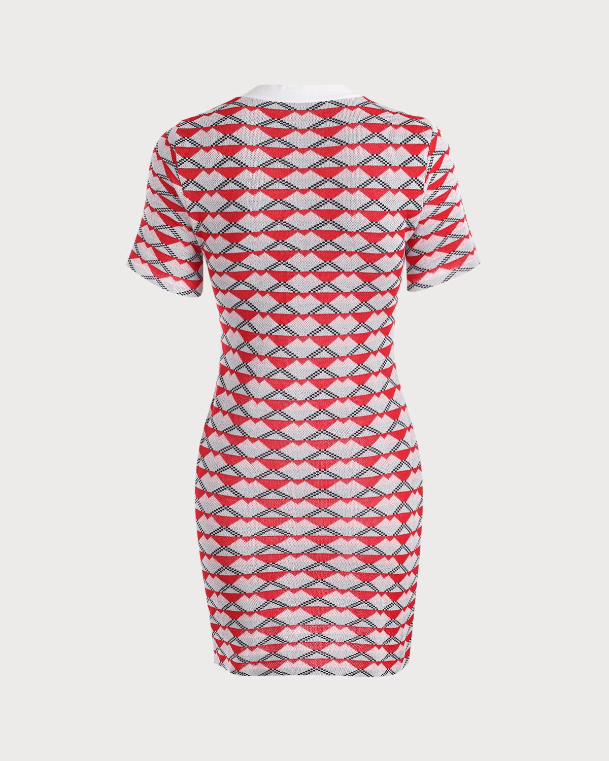 The Red V Neck Colorblock Knit Mini Dress sold by rihoas product image thumbnail 8