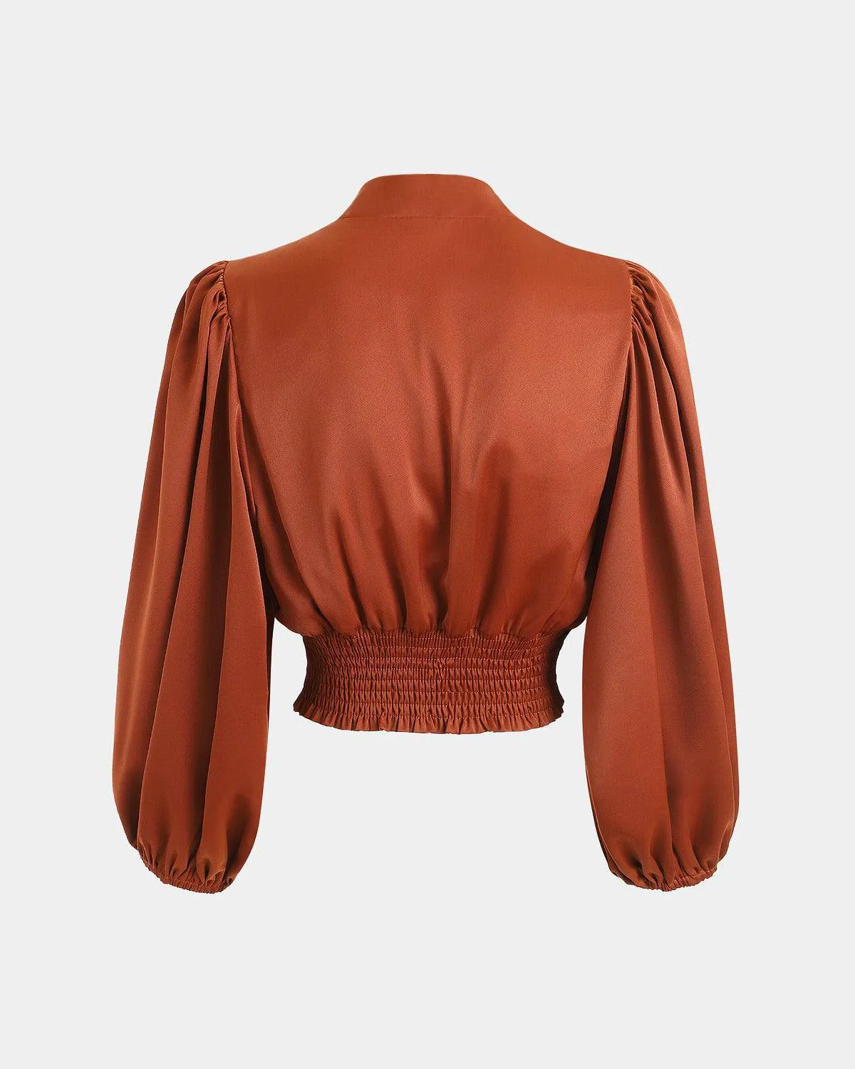 The Balloon Sleeves Satin Crop Blouse sold by rihoas product image thumbnail 4