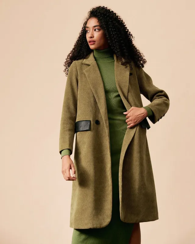 The Green Collared Mid-length Trench Coat sold by rihoas