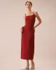 The Red Lurex Twist Back Slip Maxi Dress sold by rihoas
