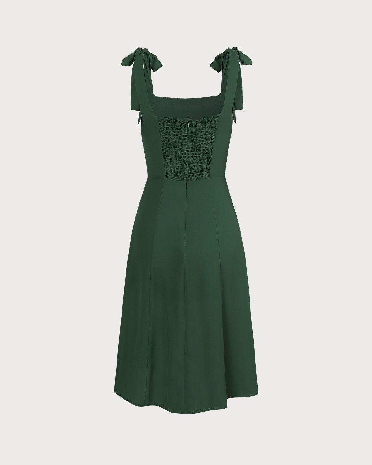 The Green Square Neck Tie Strap Midi Dress sold by rihoas product image thumbnail 3