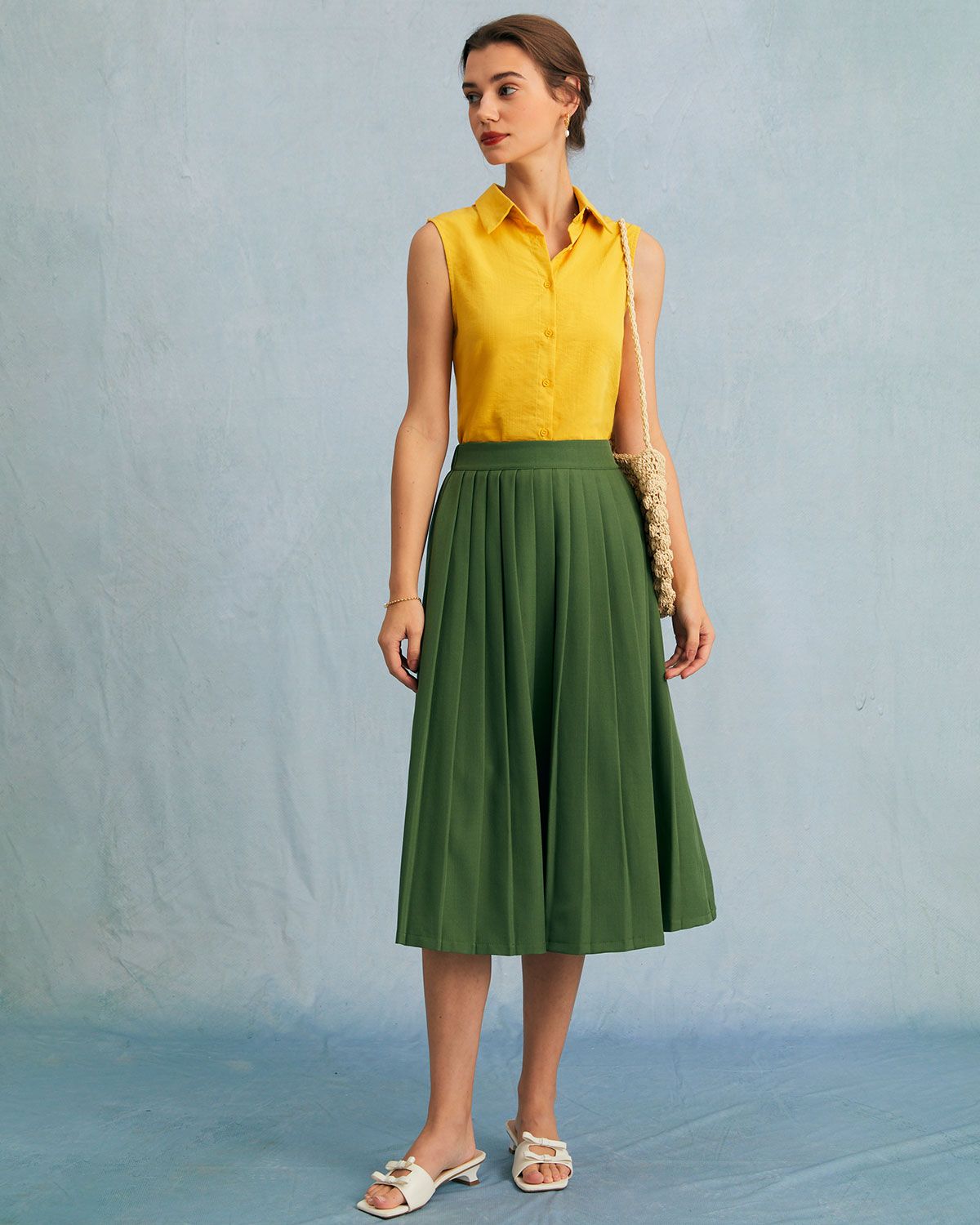 The Yellow Lapel Button Up Sleeveless Vest sold by rihoas product image thumbnail 3