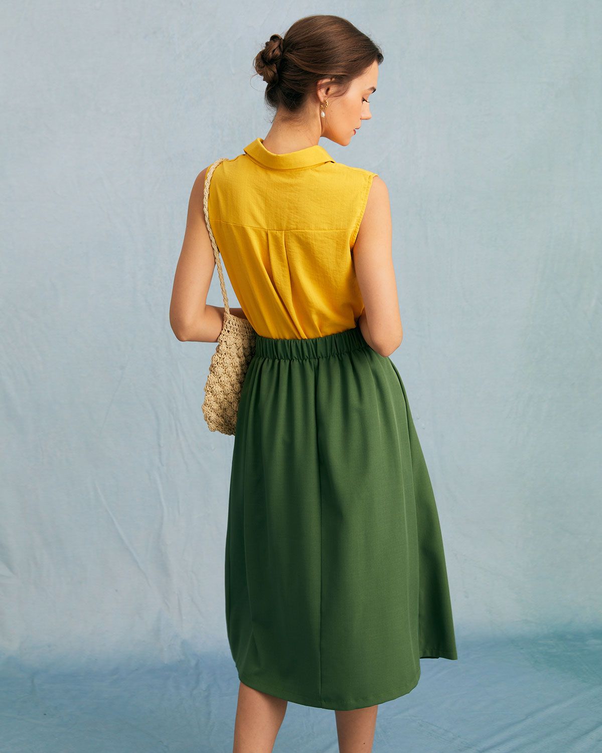 The Yellow Lapel Button Up Sleeveless Vest sold by rihoas product image thumbnail 5