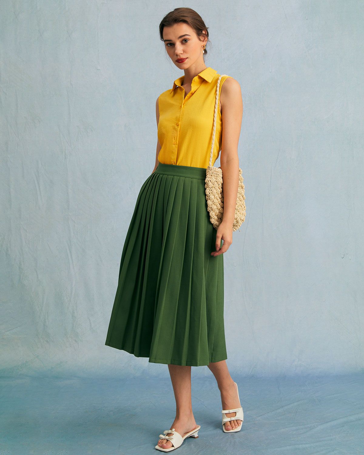 The Yellow Lapel Button Up Sleeveless Vest sold by rihoas product image thumbnail 4