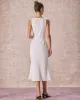 The White Round Neck Floral Jacquard Sleeveless Midi Dress sold by rihoas