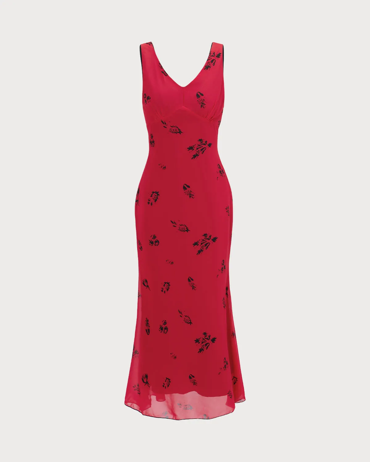 Women's Red Sleeveless Floral Midi Dress sold by rihoas product image thumbnail 5