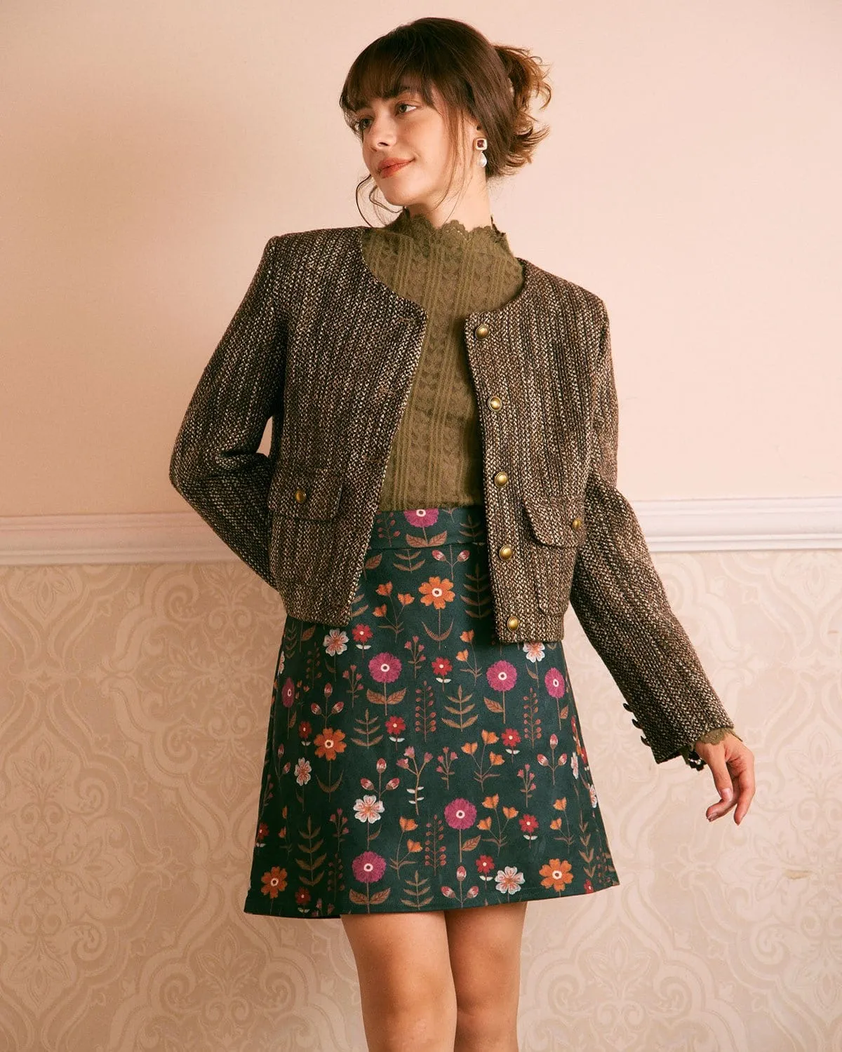 The Army Green Mock Neck Textured Knit Top sold by rihoas product image thumbnail 5