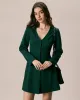 The Green V Neck Button Shirt Mini Dress sold by rihoas
