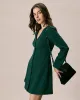 The Green V Neck Button Shirt Mini Dress sold by rihoas