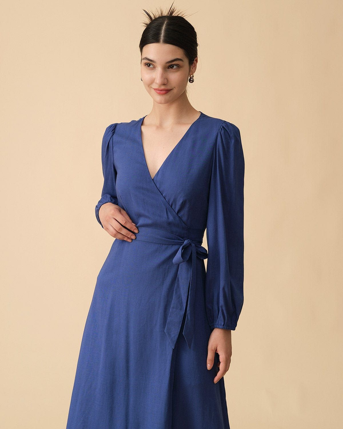 The Tie Waist Long Sleeve Maxi Dress sold by rihoas product image thumbnail 3