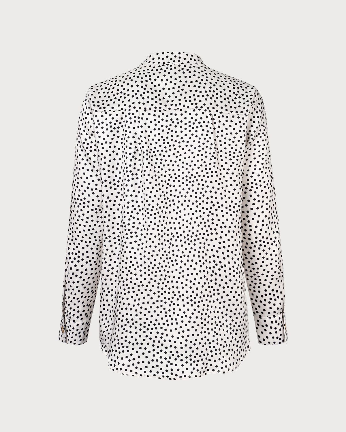 The White V Neck Polka Dot Button Blouse sold by rihoas product image thumbnail 7