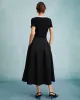 The Black High Waisted Pleated Midi Skirt sold by rihoas