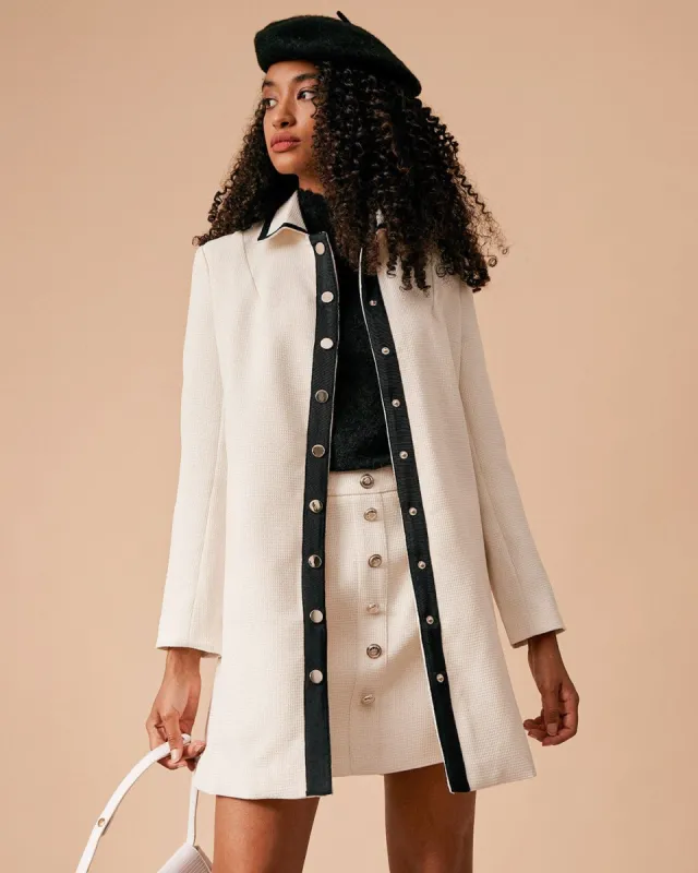 The Collared Color Block Long Sleeve Tweed Jacket sold by rihoas