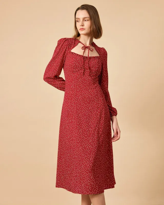 The Polka Dot Long Sleeve Midi Dress sold by rihoas