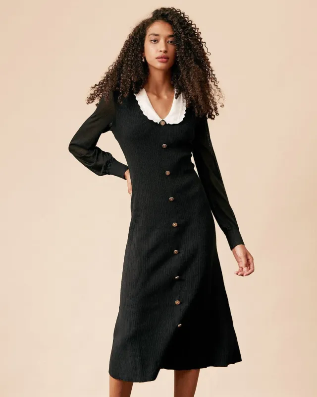 The Color Block Long Sleeve Knit Midi Dress sold by rihoas