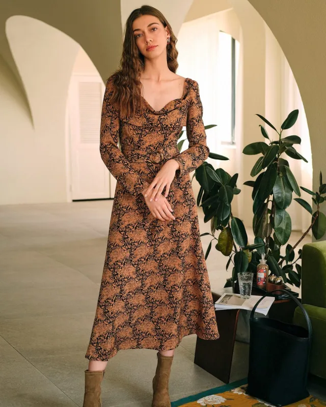 The Cowl Neck Long Sleeve Maxi Dress sold by rihoas
