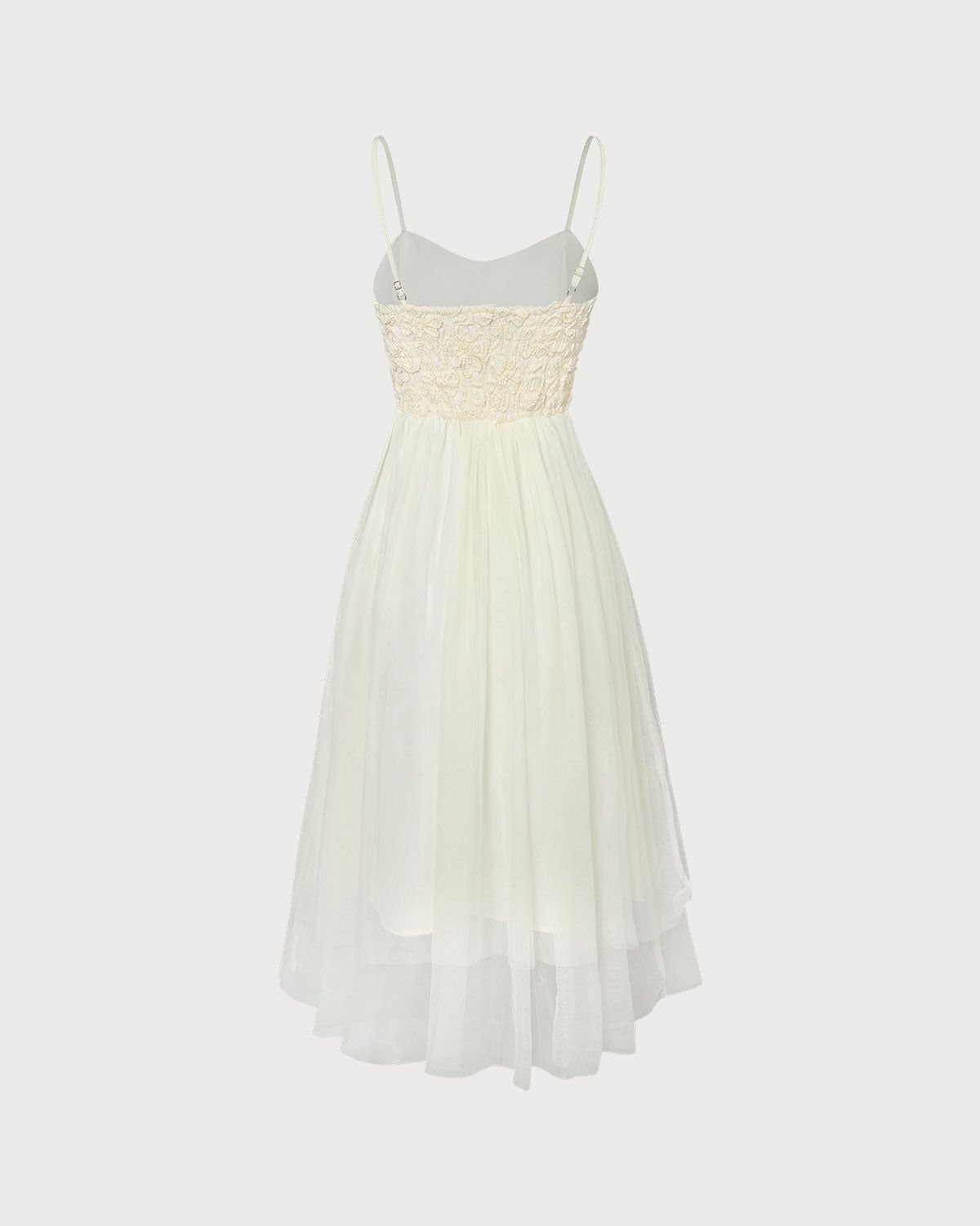 The Beige Layered Mesh Cami Midi Dress sold by rihoas product image thumbnail 3