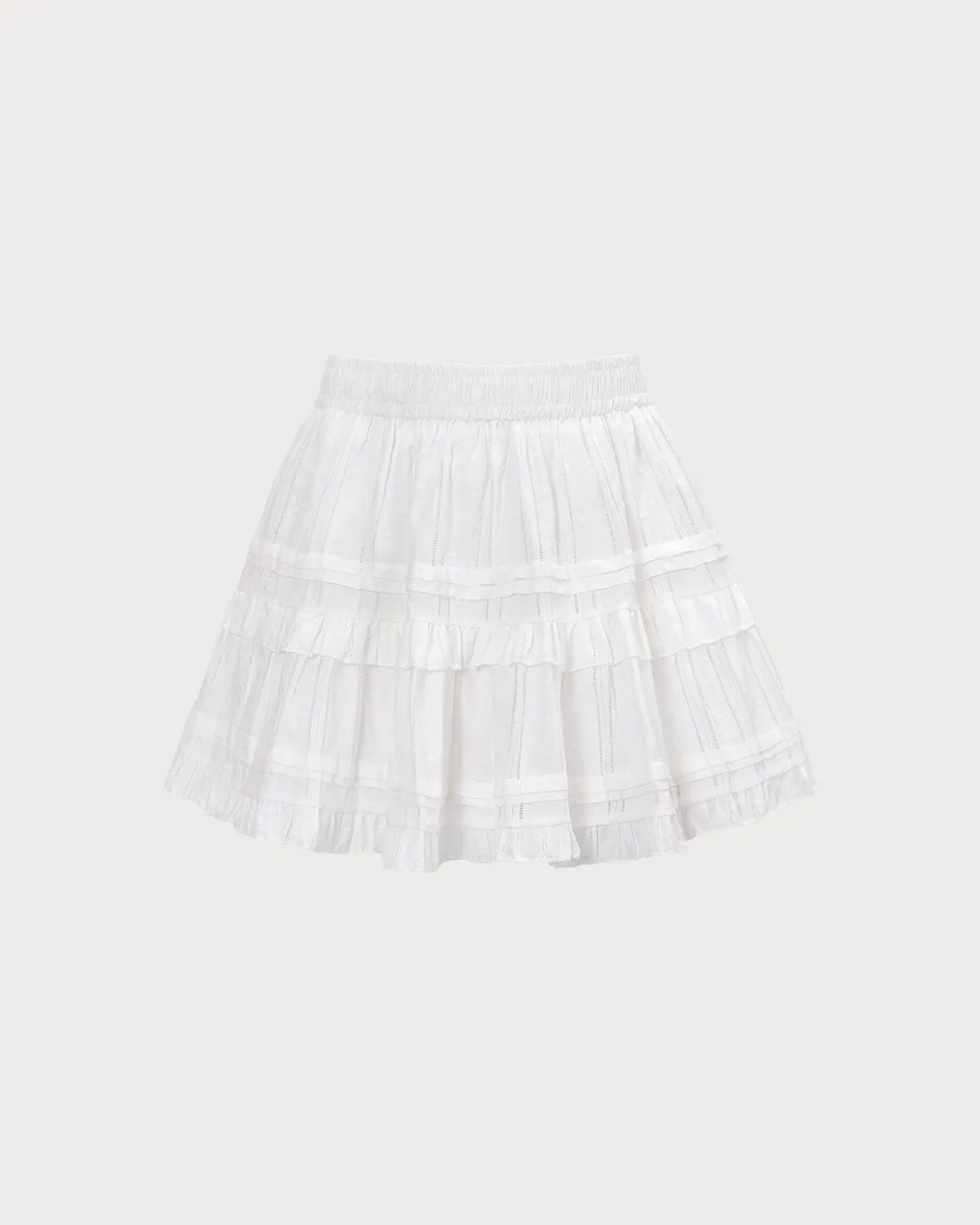 Women's White Elastic Waist Cotton Ruffle Mini Skirt sold by rihoas product image thumbnail 5