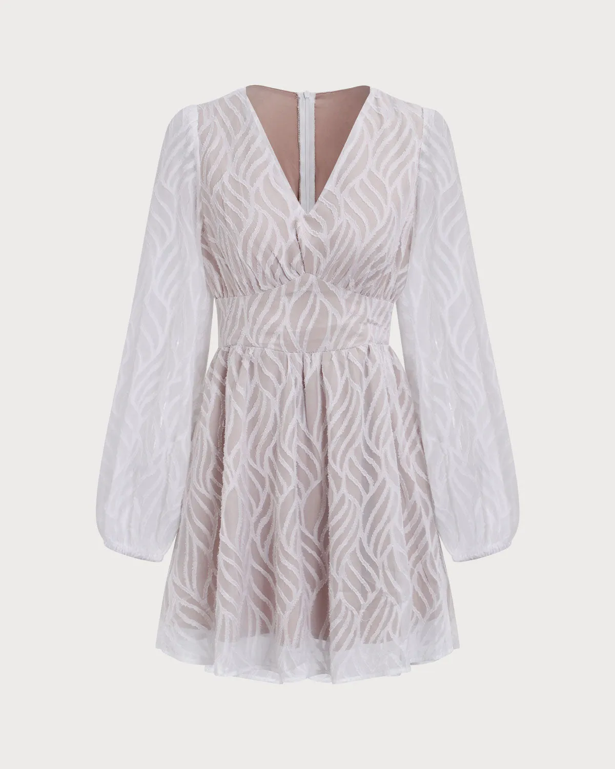 Women's White V-Neck See-through Mini Dress sold by rihoas