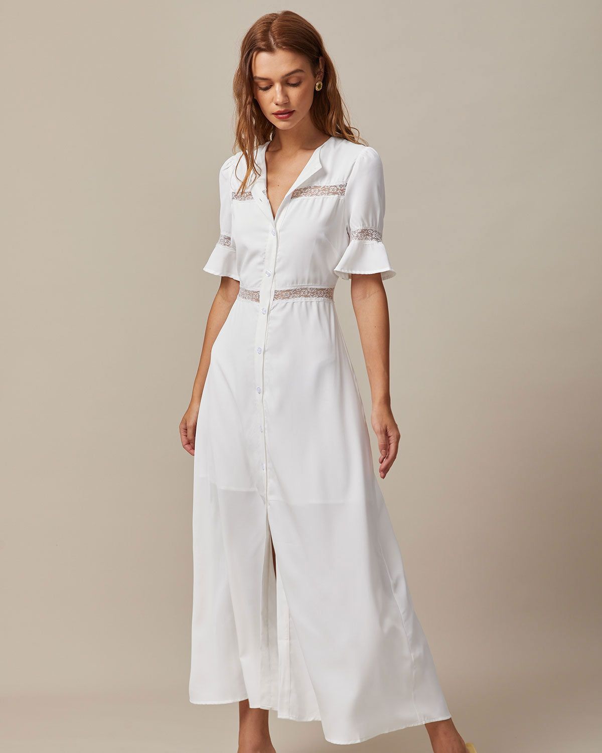 The White Lace Butterfly Sleeve Maxi Dress sold by rihoas product image thumbnail 2