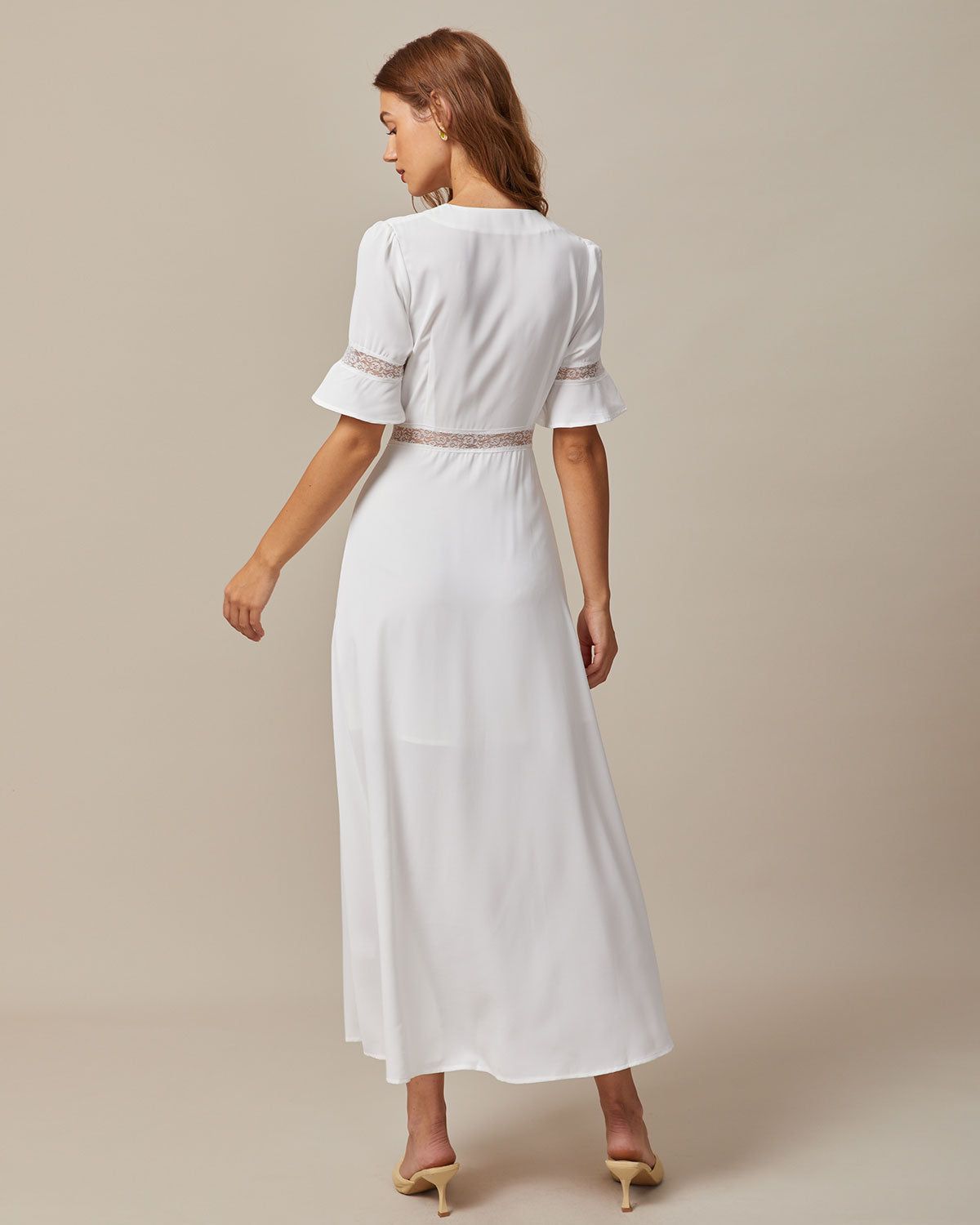 The White Lace Butterfly Sleeve Maxi Dress sold by rihoas product image thumbnail 5