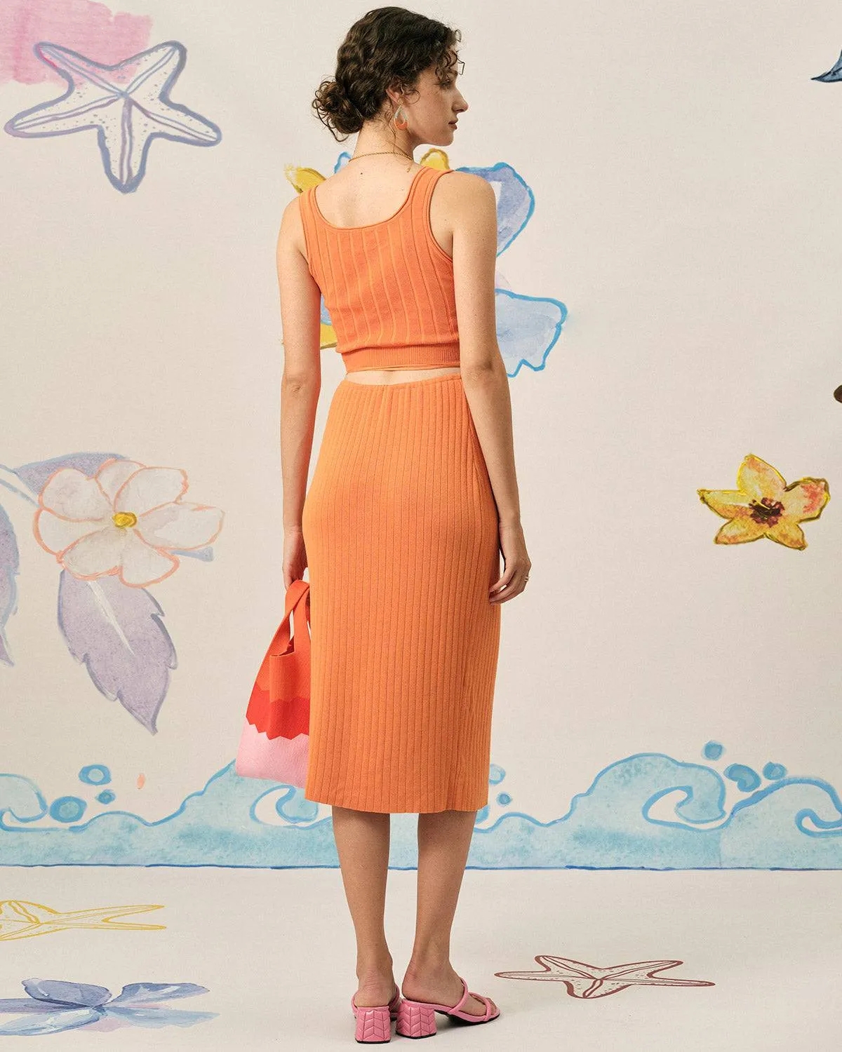 The Solid Color Knit Crop Tank Top sold by rihoas product image thumbnail 5